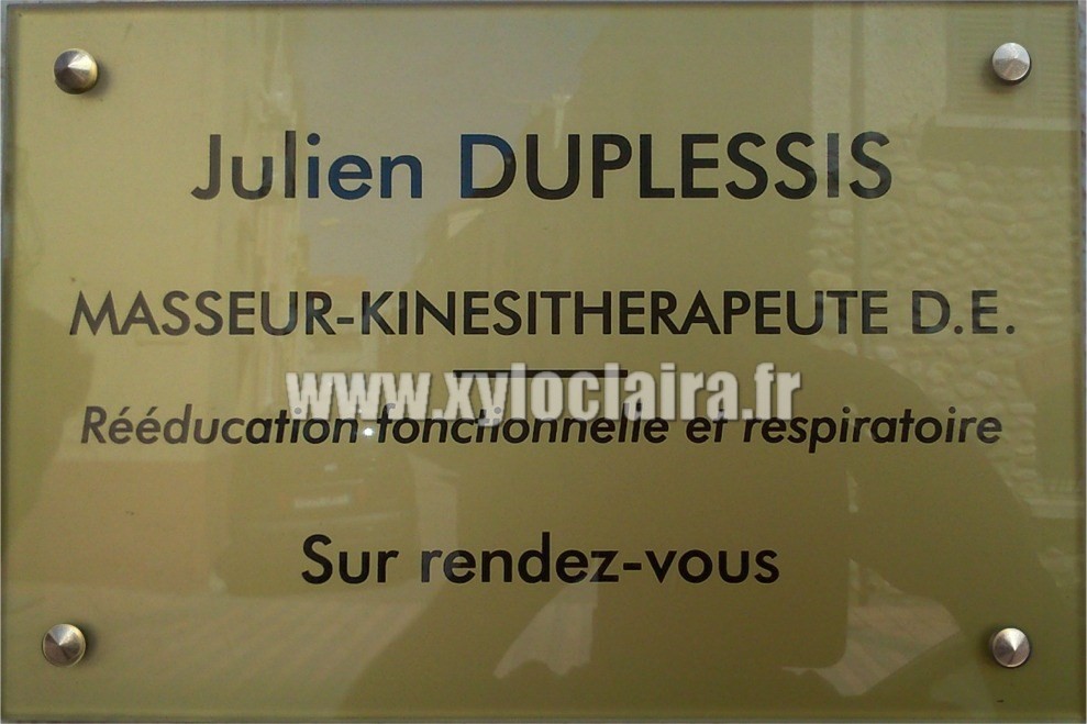 Plaque murale 300x200mm / ex-masseur-kiné / gravoglas1 / réf : GRAVO18235 / ep:3mm