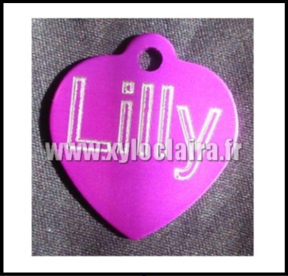 Médailles d'Animaux coeur alu anodisé lilly