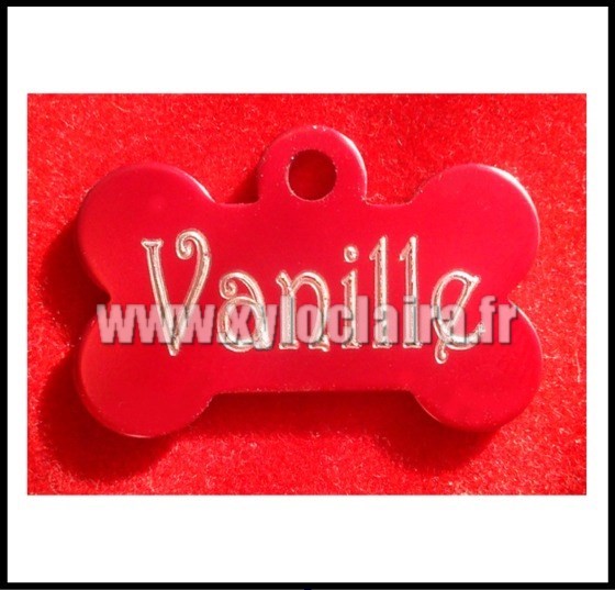 Médailles d'Animaux os alu rouge vanille