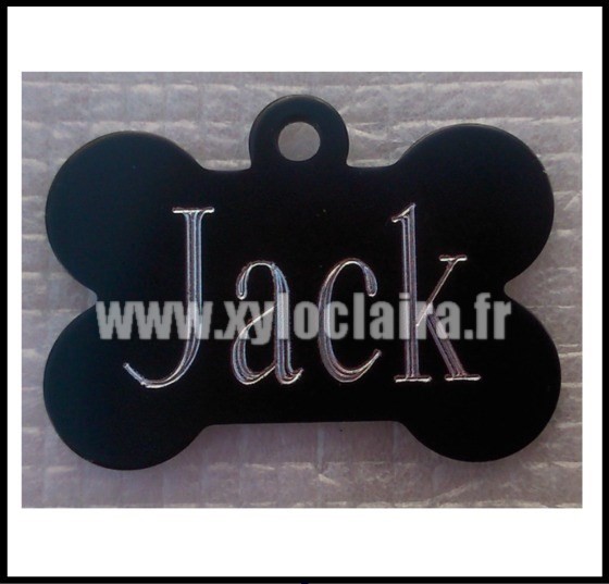 Médailles d'Animaux os alu noir jack