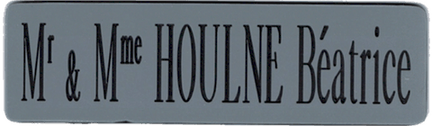 Réf : 17930 Gravoglas 2 plex brillant - 110x32mm - 1 Ligne - Mr & Mme NOM Prénom