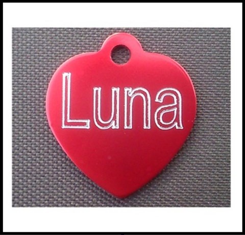 Médailles d'Animaux coeur alu rouge luna