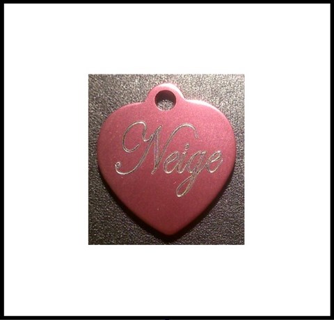 Médailles d'Animaux coeur rose alu neige